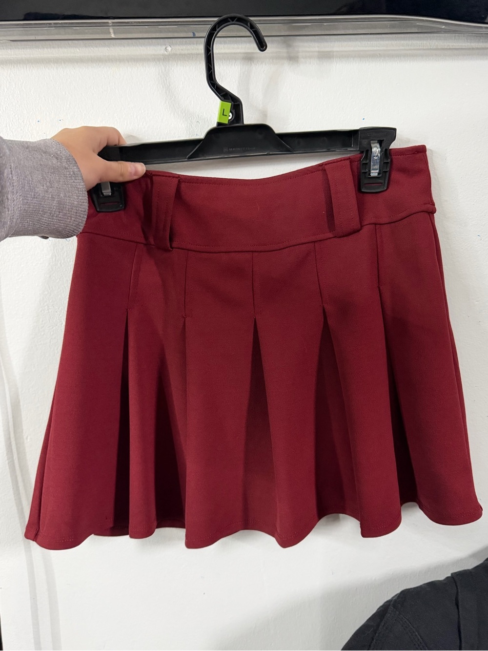 Joe B Burgundy Pleated Skater Mini Skirt